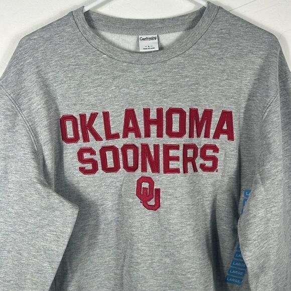 🔥🏈 “NWT” Women’s OU OKLAHOMA SOONERS Embroidered Crewneck Sweatshirt - Sz Lg - Picture 2 of 10
